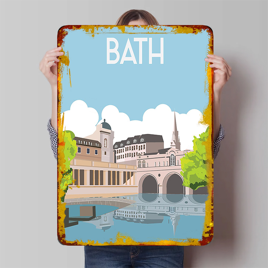 Home Office England - Bad England Stadtbild Metall Wandkunst Vintage
