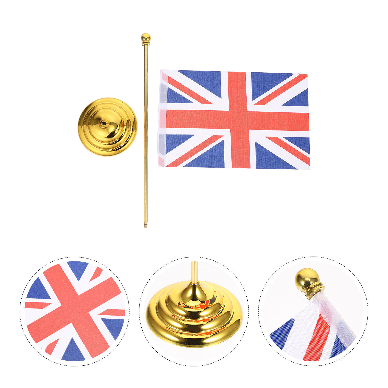 Home Office British - Miniatur-UK-Tischflagge Britische Tischflagge mit Stange Goldener