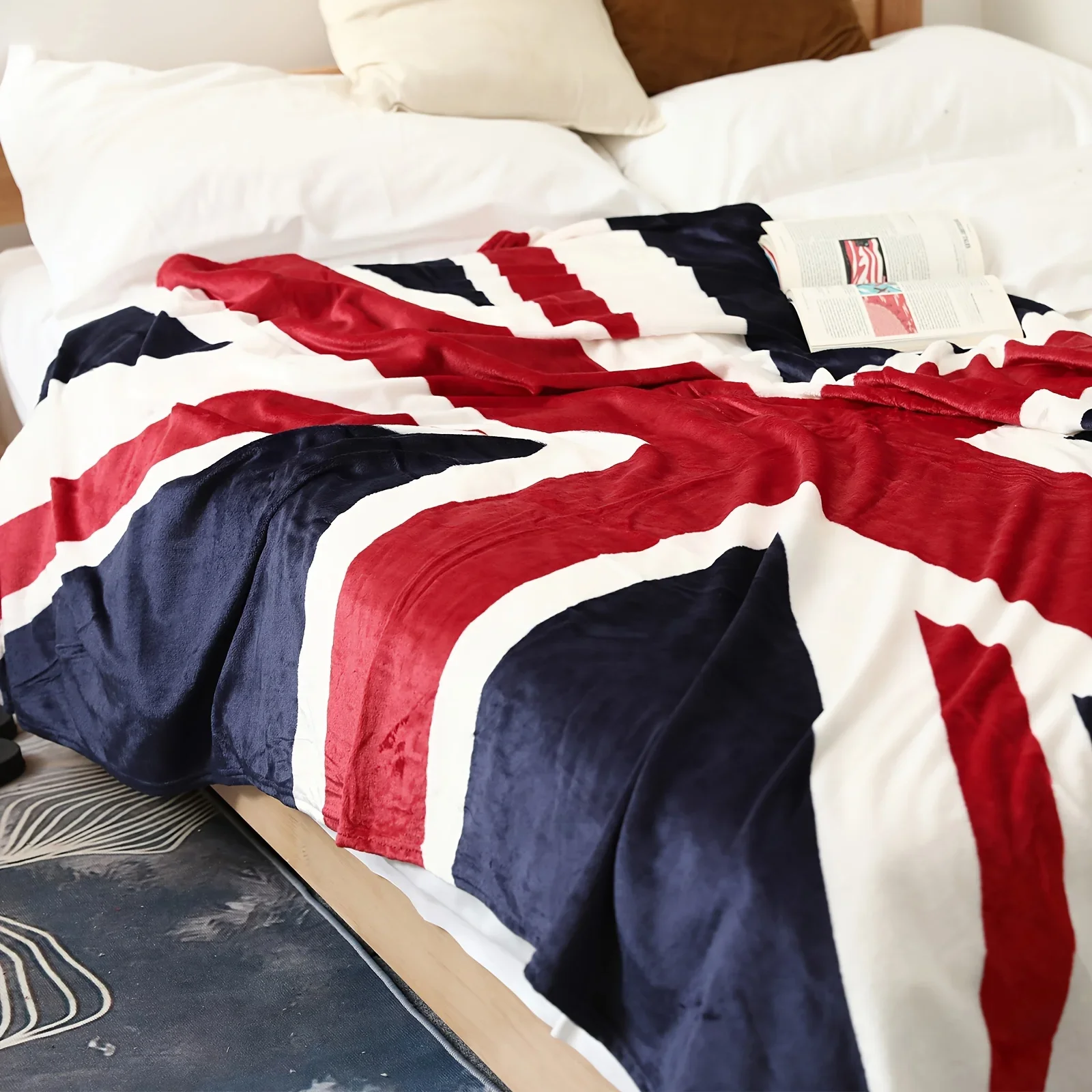 Home Office British - Flanell-Überwurfdecke mit britischer Flagge, Union Jack-Design