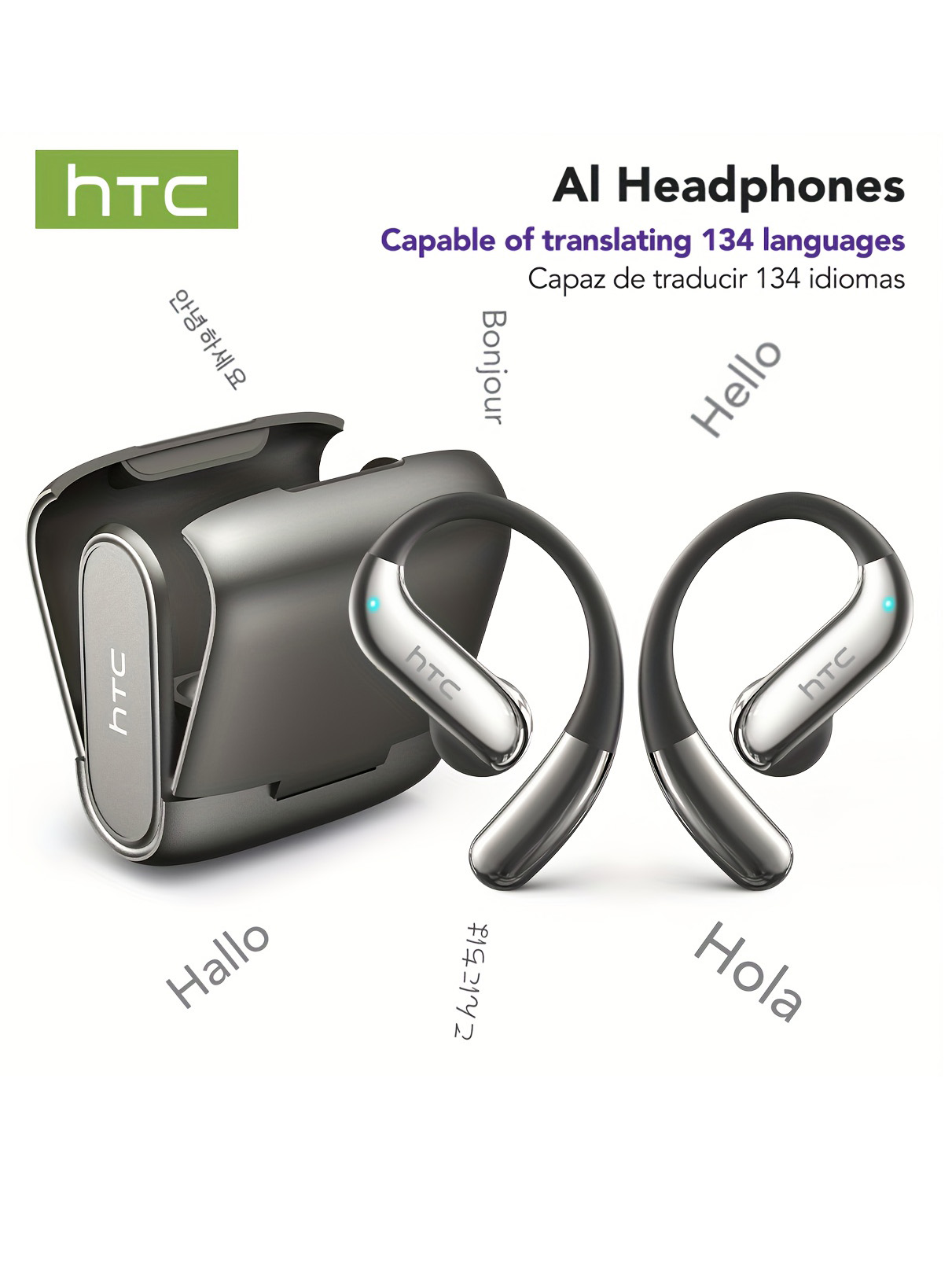 Noise Canceling Headphones - Open-Ear-Bluetooth-Kopfhörer, HTC 30-Stunden-Wiedergabe, kabellose Ohrhörer, Ohrhörer
