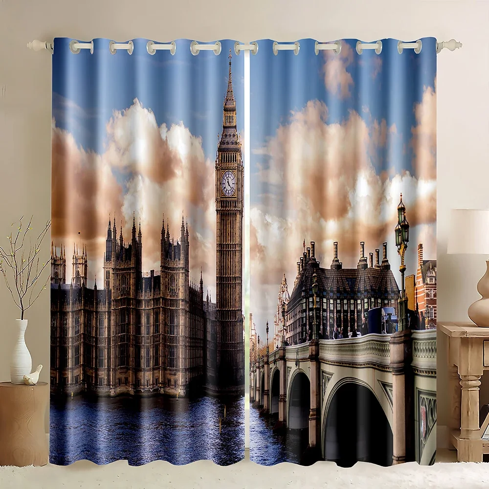 Home Office England - Londoner Gebäude-Fenstervorhänge, Big Ben Tower, England-Thema,