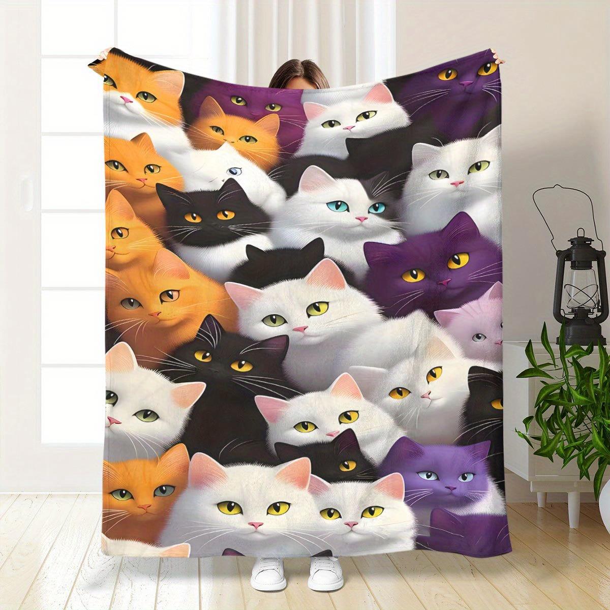 Home Office British - Niedliche britische Kurzhaar-Katzenmuster-Decke mit Flanell-Aufdruck, geeignet